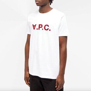 A.P.C. White T-Shirt with Red Felt Logo